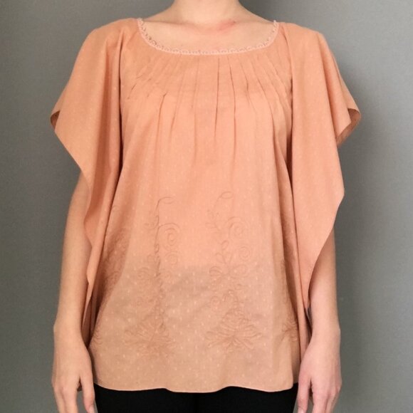 Carlos Miele Peach Blouse with Floral Embroidery - Picture 4 of 5